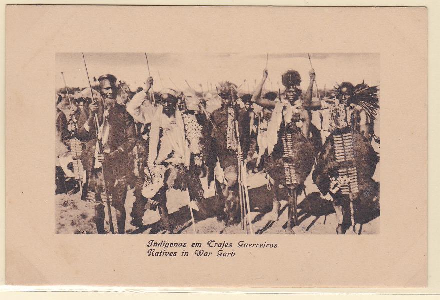1927.jpg -     Lote:    1927      Lotes pelo Correio             Descrição:         Moçambique. Indígenas em trajes guerreiros.        PI       Valor Base:     &euro; 7,00     Valor Venda:     Retirado     