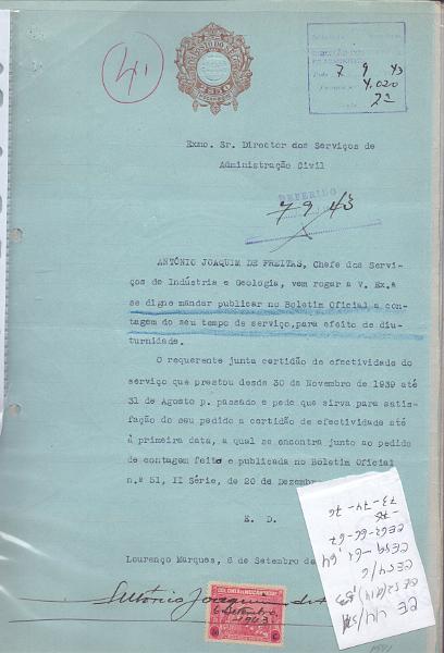 1966.jpg -     Lote:    1966      Lotes pelo Correio             Descrição:         Fiscais. Moçambique. Lote com 23 documentos em papel. selado com STO diversos incluindo sobrecargas e sobretaxas e extensa série de Assistência, PB 44/51, 52(denteado 14), 53, 54/6, 59/61, 66/7, 73/4, 76.        Lote       Valor Base:     &euro; 5,00     Valor Venda:     &euro; 9,00     