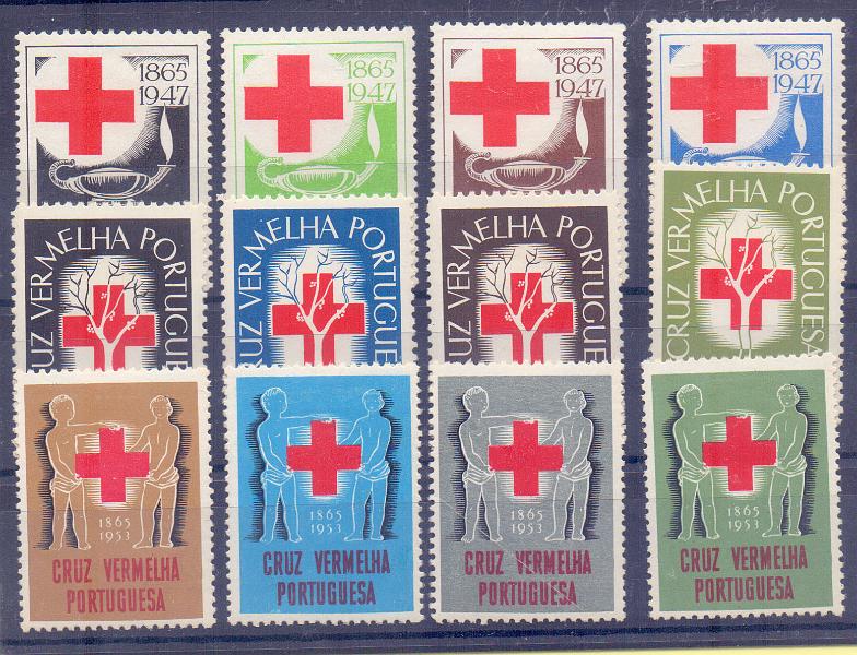 1974.jpg -     Lote:    1974      Lotes pelo Correio             Descrição:         Vinhetas. Portugal. Cruz Vermelha Portuguesa. Três séries completas emitidas em 1947, 1951 e 1953.        **       Valor Base:     &euro; 5,00     Valor Venda:     &euro; 5,00     