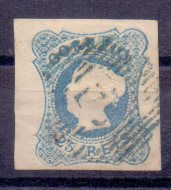 2043.jpg -     Lote:    2043      Lotes pelo Correio      Portugal       Descrição:         1853 &mdash; D. Maria II. CE2, 25 reis. Cunho II, margens largas. Valor de catálogo &euro; 40,00.        O       Valor Base:     &euro; 6,00     Valor Venda:     &euro; 14,00     