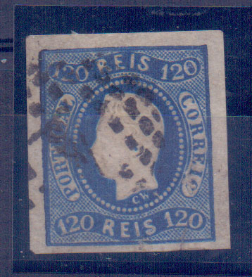 2069.jpg -     Lote:    2069      Lotes pelo Correio      Portugal       Descrição:         1866/67 &mdash; D. Luís I, fita curva, não denteados. CE26, 120 reis azul, com boas margens. Valor de catálogo &euro; 130,00.        O       Valor Base:     &euro; 12,00     Valor Venda:     Retirado     