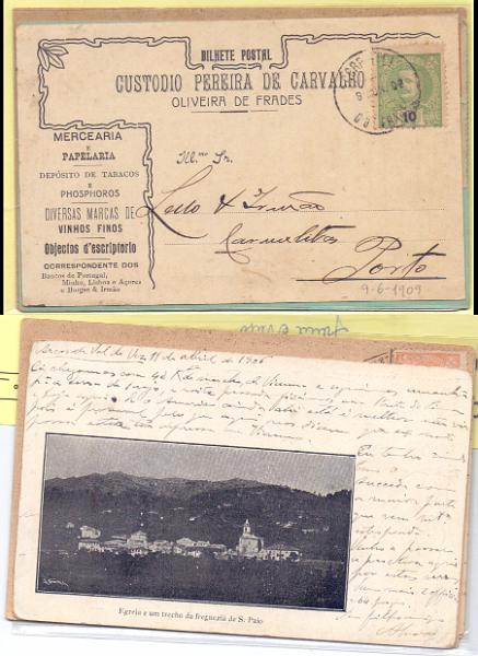 2118.jpg -     Lote:    2118      Lotes pelo Correio      Portugal       Descrição:         1895/96 &mdash; D. Carlos I Mouchon. Lote com 4 bilhetes postais circulados com selos de 5 e 10 reis, OM127/128.. MB. Lote a ver.        Lote       Valor Base:     &euro; 5,00     Valor Venda:     &euro; 5,00     