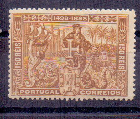 2126.jpg -     Lote:    2126      Lotes pelo Correio      Portugal       Descrição:         1898 &mdash; 4º Centenário do Descobrimento do Caminho Marítimo para a Índia. CE 155, 150 reis. Valor de catálogo &euro;124,00        **       Valor Base:     &euro; 15,00     Valor Venda:     &euro; 15,00     
