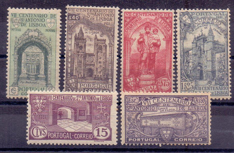2161.jpg -     Lote:    2161      Lotes pelo Correio      Portugal       Descrição:         1931 &mdash; 7º Centenário da Morte de S. António. CE531/36. Série completa. Valor de catálogo &euro;185.00.        **       Valor Base:     &euro; 20,00     Valor Venda:     &euro; 20,00     