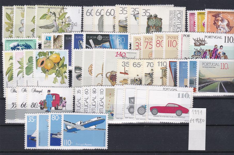 2191.jpg -     Lote:    2191      Lotes pelo Correio      Portugal       Descrição:         1991 &mdash; Ano completo em selos. 59 valores. Valor de catálogo &euro; 119.80.        ***       Valor Base:     &euro; 10,00     Valor Venda:     &euro; 15,00     