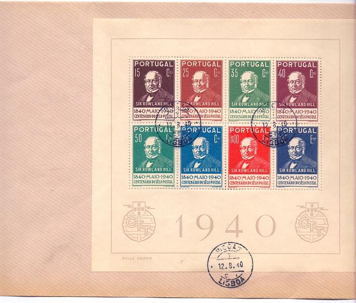 2225.jpg -     Lote:    2225      Lotes pelo Correio      Portugal       Descrição:         1940 &mdash; Centenário do Selo Postal. CE BLC3. Usado e obliterado com marca de dia da Estação de Picoas (12.08.40 &mdash; 1.º dia de circulação). Valor de catálogo &euro; 145.00.        BLCO       Valor Base:     &euro; 12,00     Valor Venda:     Retirado     