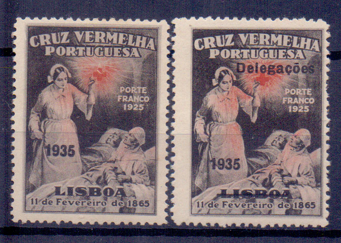 2368.jpg -     Lote:    2368      Lotes pelo Correio      Portugal       Descrição:         1928 &mdash; Porte Franco. Cruz Vermelha Portuguesa, com sobrecarga. CE65/66. Série completa. Valor de catálogo &euro; 30.00.        **       Valor Base:     &euro; 5,00     Valor Venda:     &euro; 14,00     