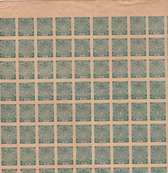 2375.jpg -     Lote:    2375      Lotes pelo Correio      Portugal       Descrição:         1919 &mdash; Monarquia do Norte. NÃO EMITIDOS. CE NE4, 35 reis. Folha completa com 330 selos não denteados. Valor de catálogo &euro; 350,00        ***       Valor Base:     &euro; 30,00     Valor Venda:     &euro; 30,00     