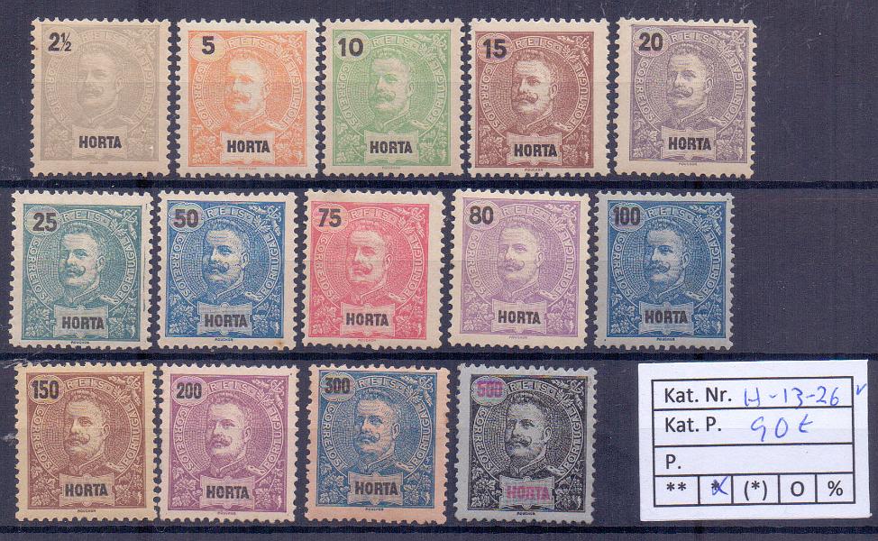 2415.jpg -     Lote:    2415      Lotes pelo Correio      Distritos Postais       Descrição:         1897 &mdash; D. Carlos I, tipo Mouchon. CE 13/26. Série completa, com alguns selos regomados. Valor de catálogo &euro; 90,00.        **       Valor Base:     &euro; 9,00     Valor Venda:     Retirado     