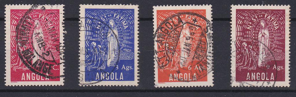 2430.jpg -     Lote:    2430      Lotes pelo Correio      Angola       Descrição:         1948 &mdash; Nossa Senhora de Fátima. CE 344/47. Série completa.         O       Valor Base:     &euro; 4,00     Valor Venda:     Retirado     