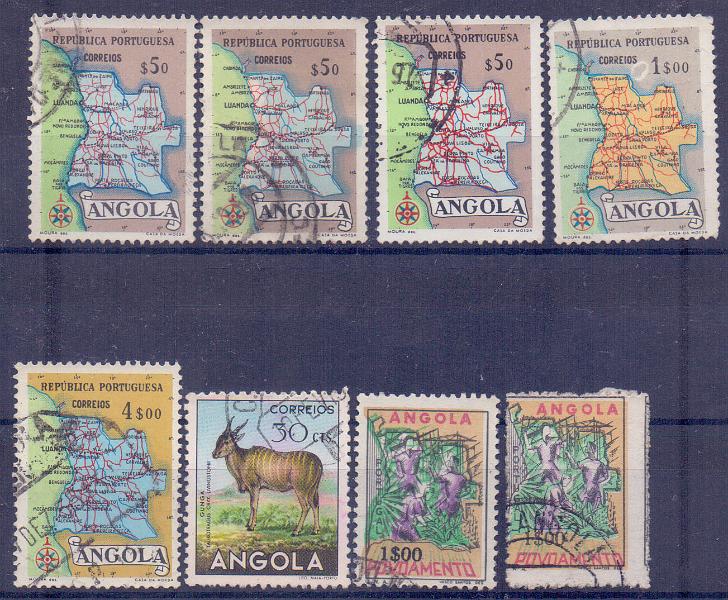 2432.jpg -     Lote:    2432      Lotes pelo Correio      Angola       Descrição:         1951 &mdash; Animais de Angola + Mapa de Angola + Povoamento * Mapa de Angola. Lote composto por selo de 30c CE358 + 3XCE381 + CE382 + CE384 + 2XCE IP19. Selos com deslocação de denteados, cores e variedades de cliché. Lote a ver.        Lote       Valor Base:     &euro; 8,00     Valor Venda:     Retirado     