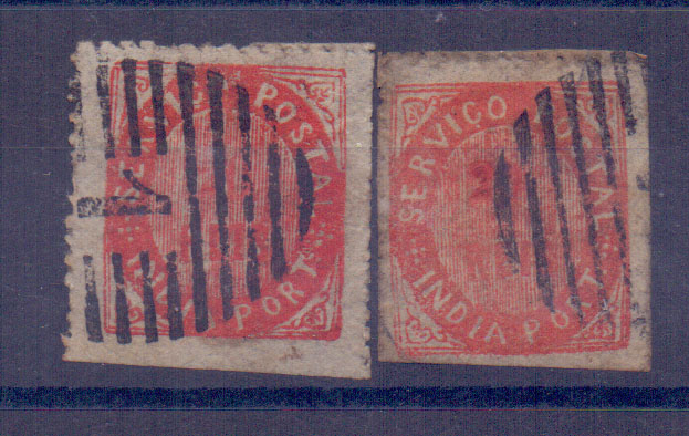 2442.jpg -     Lote:    2442      Lotes pelo Correio      Índia       Descrição:         1876 &mdash; Nativos. Tipo IIB. CE28, 20 reis vermelho. Lote com 2 selos. Valor de catálogo &euro; 72,00.        O       Valor Base:     &euro; 8,00     Valor Venda:     Retirado     