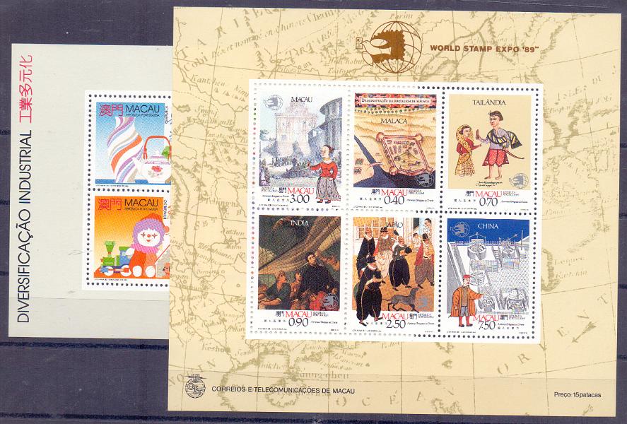2455.jpg -     Lote:    2455      Lotes pelo Correio      Macau       Descrição:         1989/90 &mdash; A Presença Portuguesa no Oriente + Diversificação Industrial. CE BLC 12 e 14. Valor de catálogo &euro; 75,00.        BLC***       Valor Base:     &euro; 12,00     Valor Venda:     Retirado     