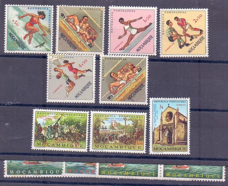2477.jpg -     Lote:    2477      Lotes pelo Correio      Moçambique       Descrição:         1962 &mdash; Modalidades desportivas (CE448/53) + Pedro Alvares Cabral (CE 505/507) + Vauriens (CE530/532 + cinco séries novas, uma isolada e outras 4 em quadras). Valor de catálogo &euro; 20,00        ***/**       Valor Base:     &euro; 4,00     Valor Venda:     Retirado     