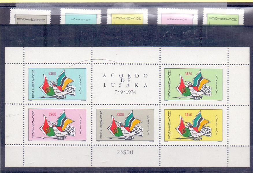 2479.jpg -     Lote:    2479      Lotes pelo Correio      Moçambique       Descrição:         1975 &mdash; Acordo de Lusaka. CE536/539. Série completa isolada + série completa em quadras + bloco. Valor de catálogo &euro; 20,00.        ***       Valor Base:     &euro; 4,00     Valor Venda:     &euro; 4,00     