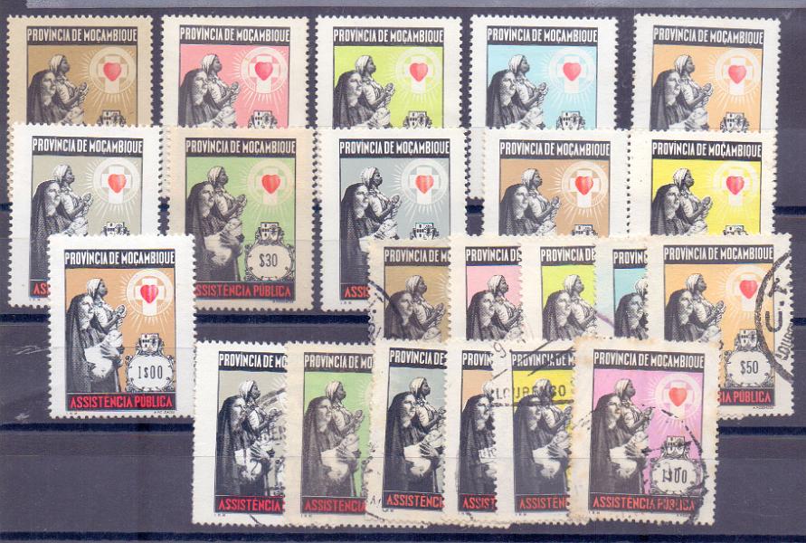 2482.jpg -     Lote:    2482      Lotes pelo Correio      Moçambique       Descrição:         1972/74 &mdash; Imposto postal * Assistência Pública. Séries "Viúvas". CE IP 62/67 + 71/74 + 75/76. Lote com duas séries, uma em novo e outra em usado. Valor de catálogo &euro; 20,20.        ***/O       Valor Base:     &euro; 5$00     Valor Venda:     &euro; 10,00     