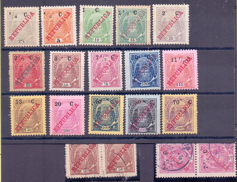 2491.jpg -     Lote:    2491      Lotes pelo Correio      Companhia de Moçambique       Descrição:         1916 &mdash; Tipo Elefantes, com REPUBLICA e sobretaxa em centavos. CE92/106. Série completa, com alguns selos sem goma + 7 quadras e dois pares em usado. Lote a ver.        **/*/O       Valor Base:     &euro; 8,00     Valor Venda:     &euro; 14,00     