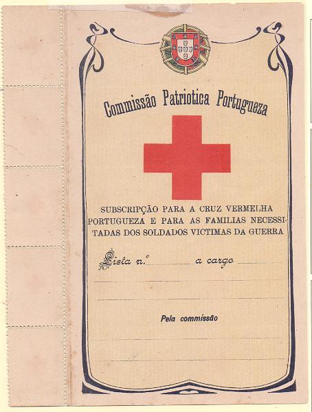 2775.jpg -     Lote:    2775      Lotes pelo Correio             Descrição:         Caderneta da "Comissão Patriótica Portugueza" para a "Subscripção para a Cruz Vermelha Portugueza e...", com 5 senhas de 1.000 (escudos).        Lote       Valor Base:     &euro; 10,00     Valor Venda:     Retirado     