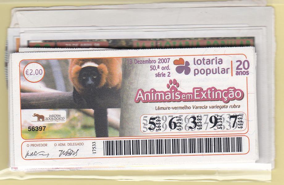 2776.jpg -     Lote:    2776      Lotes pelo Correio             Descrição:         Portugal &mdash; Lote com 35 frações da Lotaria Popular dos anos de 1990 (6), 1998 (3) e 2007 (26). Lote a ver.        Lote       Valor Base:     &euro; 7,00     Valor Venda:     Retirado     