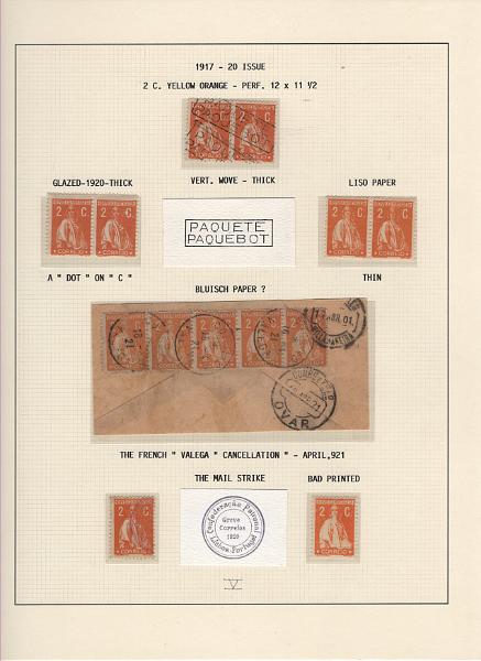 208 (14).jpg -     Lote:    208      Ceres &mdash; Colecção Especializada             Descrição:         1917/20 &mdash; Ceres. Novas cores e valores. MF222/234. Lote composto por coleção montada em 101 folhas de exposição, tipo Lindner, com estudo exaustivo da emissão desde a taxa de 1 &frac12; c até 30C, contendo selos novos e usados simples, em pares, quadras e blocos com grande número de selos, com estudo das variedades de papel, denteados, erros e variedades de clichés, acompanhados de desenhos das fendas mais importantes. Inclui ainda sobrescritos, bilhetes-postais e fragmentos, assim como variada marcofilia da época com realce para exemplares da GREVE DOS CORREIOS e marcas de paquetes portugueses. Valor de catálogo dos selos novos e usados, sem ter em conta a história postal &euro; 13.845,00. MB e MR. Lote a ver.         Lote       Valor Base:     &euro; 6.000,00     Valor Venda:     &euro;      