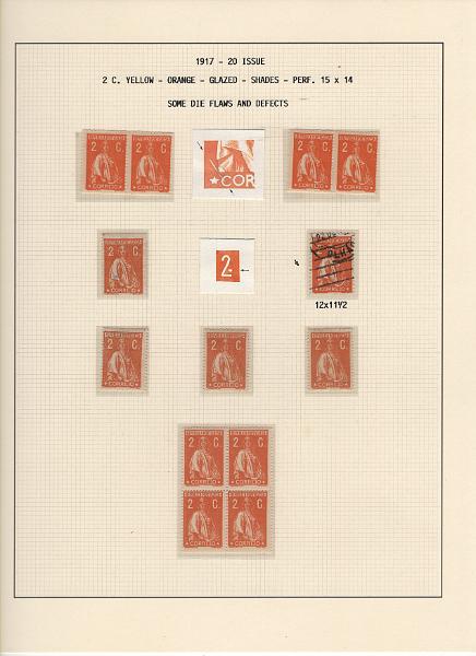 208 (8).jpg -     Lote:    208      Ceres &mdash; Colecção Especializada             Descrição:         1917/20 &mdash; Ceres. Novas cores e valores. MF222/234. Lote composto por coleção montada em 101 folhas de exposição, tipo Lindner, com estudo exaustivo da emissão desde a taxa de 1 &frac12; c até 30C, contendo selos novos e usados simples, em pares, quadras e blocos com grande número de selos, com estudo das variedades de papel, denteados, erros e variedades de clichés, acompanhados de desenhos das fendas mais importantes. Inclui ainda sobrescritos, bilhetes-postais e fragmentos, assim como variada marcofilia da época com realce para exemplares da GREVE DOS CORREIOS e marcas de paquetes portugueses. Valor de catálogo dos selos novos e usados, sem ter em conta a história postal &euro; 13.845,00. MB e MR. Lote a ver.         Lote       Valor Base:     &euro; 6.000,00     Valor Venda:     &euro;      