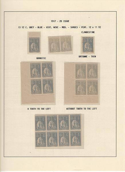 208 (88).jpg -     Lote:    208      Ceres &mdash; Colecção Especializada             Descrição:         1917/20 &mdash; Ceres. Novas cores e valores. MF222/234. Lote composto por coleção montada em 101 folhas de exposição, tipo Lindner, com estudo exaustivo da emissão desde a taxa de 1 &frac12; c até 30C, contendo selos novos e usados simples, em pares, quadras e blocos com grande número de selos, com estudo das variedades de papel, denteados, erros e variedades de clichés, acompanhados de desenhos das fendas mais importantes. Inclui ainda sobrescritos, bilhetes-postais e fragmentos, assim como variada marcofilia da época com realce para exemplares da GREVE DOS CORREIOS e marcas de paquetes portugueses. Valor de catálogo dos selos novos e usados, sem ter em conta a história postal &euro; 13.845,00. MB e MR. Lote a ver.         Lote       Valor Base:     &euro; 6.000,00     Valor Venda:     &euro;      