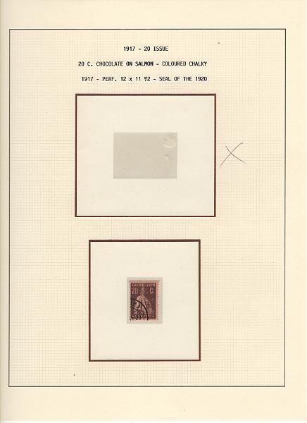 208 (95).jpg -     Lote:    208      Ceres &mdash; Colecção Especializada             Descrição:         1917/20 &mdash; Ceres. Novas cores e valores. MF222/234. Lote composto por coleção montada em 101 folhas de exposição, tipo Lindner, com estudo exaustivo da emissão desde a taxa de 1 &frac12; c até 30C, contendo selos novos e usados simples, em pares, quadras e blocos com grande número de selos, com estudo das variedades de papel, denteados, erros e variedades de clichés, acompanhados de desenhos das fendas mais importantes. Inclui ainda sobrescritos, bilhetes-postais e fragmentos, assim como variada marcofilia da época com realce para exemplares da GREVE DOS CORREIOS e marcas de paquetes portugueses. Valor de catálogo dos selos novos e usados, sem ter em conta a história postal &euro; 13.845,00. MB e MR. Lote a ver.         Lote       Valor Base:     &euro; 6.000,00     Valor Venda:     &euro;      