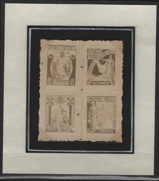 193.jpg -     Lote:    193      Ceres &mdash; Colecção Especializada             Descrição:         1911 &mdash; Estudos e desenhos para a execução do novo selo representativo do regime republicano. Quatro ensaios reproduzidos em papel fotográfico, todos com grafismos e simbolismos diferenciados, mas com uma linha comum, a representação republicana, atribuídos a Alfredo Cândido, nascido em Ponte de Lima, desenhador e publicista, sendo dois destinados aos Açores, ambos com a representação do "AÇOR" e os outros dois ao Continente, glorificando o "trabalhador" e pondo em evidência o "Império Colonial". MB e MR.         PRV       Valor Base:     &euro; 350,00     Valor Venda:     &euro;      