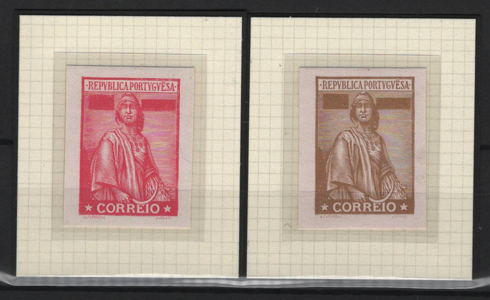 196.jpg -     Lote:    196      Ceres &mdash; Colecção Especializada             Descrição:         1912 &mdash; Ceres. Emissão de 1912. Trabalhos progressivos. Prova de gravura, em papel porcelana, preenchendo o requisito do ponto 4.º do texto do concurso de Fevereiro de 1911, a partir do desenho escolhido para a emissão, da autoria de Domingos Alves do Rego, preterida pela de José Sérgio de Carvalho e Silva, com enquadramento para a designação da moeda e taxa. MB e MR.         PRV       Valor Base:     &euro; 150,00     Valor Venda:     &euro;      