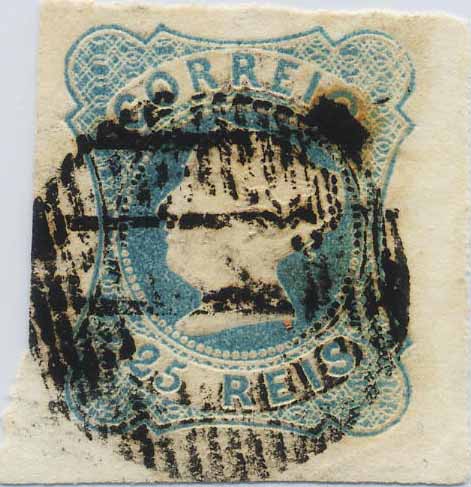 0010.jpg -     Lote:    10            Colecção Invicta       Descrição:         1853 &mdash; D. Maria II. CE2, 25 reis azul esverdeado, com boas margens, obliterado com carimbo barrado mudo, atribuído a ELVAS. MB e MR.        O       Valor Base:     &euro; 100,00     Valor Venda:     &euro; 220,00     