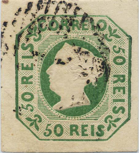 0019.jpg -     Lote:    19            Colecção Invicta       Descrição:         1853 &mdash; D. Maria II. CE3, 50 reis verde amarelo. Selo com três margens de luxo e uma normal. Valor de catálogo &euro; 1.720,00. MB.        O       Valor Base:     &euro; 200,00     Valor Venda:     &euro; 320,00     