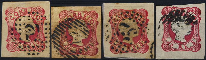 0075.jpg -     Lote:    75            Colecção Invicta       Descrição:         1856/58 &mdash; D. Pedro V. Cabelos anelados. CE13, 25 reis carmim, tipo IV. Lote de 4 selos com boas margens. Valor de catálogo &euro; 44,80.        Lote       Valor Base:     &euro; 5,00     Valor Venda:     &euro; 5,00     