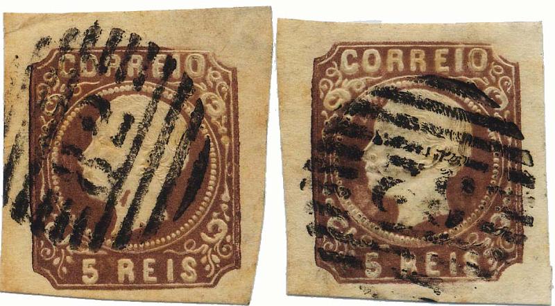 0085.jpg -     Lote:    85            Colecção Invicta       Descrição:         1862/64 &mdash; D. Luís I. CE14, 5 reis castanho, tipo I. Lote de dois selos, com boas margens, obliterados com carimbo da 1.ª reforma 82 &mdash; AVEIRO. Valor de catálogo &euro; 88.00.        O       Valor Base:     &euro; 12,00     Valor Venda:     &euro; 18,00     