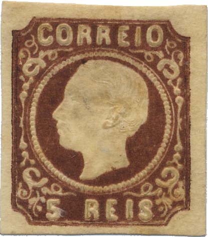 0087.jpg -     Lote:    87            Colecção Invicta       Descrição:         1862/64 &mdash; D. Luís I. CE14, 5 reis castanho, tipo III. Selo com margens normais. Valor de catálogo &euro; 206,00.        **       Valor Base:     &euro; 40,00     Valor Venda:     &euro; 40,00     