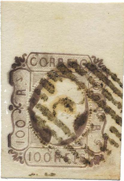 0102.jpg -     Lote:    102            Colecção Invicta       Descrição:         1862/64 &mdash; D. Luís I. CE18, 100 reis lilás. Selo bordo de folha, com as outras três margens de luxo. MB. Valor de catálogo &euro; 156,00.        O       Valor Base:     &euro; 35,00     Valor Venda:     Retirado     