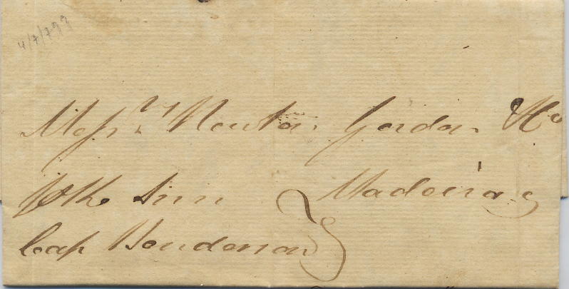 0152.jpg -     Lote:    152            Colecção Invicta       Descrição:         Correio marítimo. Carta remetida em mão de Londres (04.07.1799) para a Madeira (14.10.1799).        Carta       Valor Base:     &euro; 15,00     Valor Venda:     Retirado     
