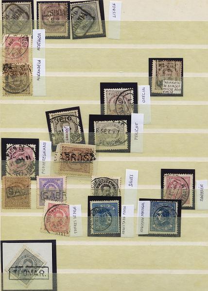 0215.jpg -     Lote:    215            Colecção Invicta       Descrição:      Portugal.   Marcofilia diversa. Lote com dezenas de selos obliterados com carimbos nominativos, dupla oval e circulares datados. Bom lote.        Lote       Valor Base:     &euro; 75,00     Valor Venda:     &euro; 110,00     
