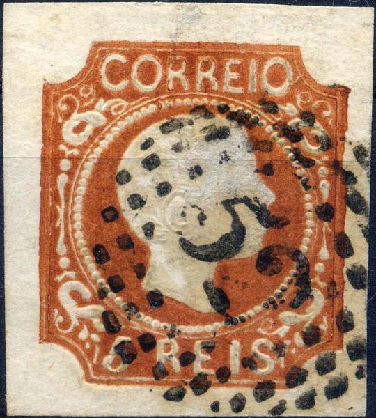 0238.jpg -     Lote:    238            Colecção Clássica - 2.ª parte       Descrição:         1856/1858 &mdash; D. Pedro V. Cabelos anelados. CE10, 5 reis castanho amarelo, cunho II, com boas margens. Valor de catálogo &euro; 156,00. MB        O       Valor Base:     &euro; 15,00     Valor Venda:     &euro; 15,00     