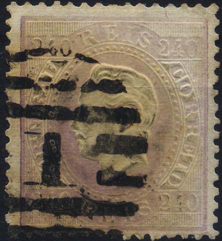 0255.jpg -     Lote:    255            Colecção Clássica - 2.ª parte       Descrição:         1870/1876 &mdash; D. Luís I, fita direita. CE46, 240 reis lilás claro, denteado 12 &frac12;, papel costelado. Valor de catálogo &euro; 4.150,00. MB.        O       Valor Base:     &euro; 150,00     Valor Venda:     &euro; 280,00     