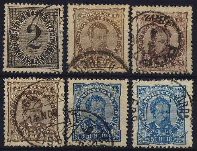 0271.jpg -     Lote:    271            Colecção Clássica - 2.ª parte       Descrição:         1882/18874 &mdash; D. Luís de frente + Taxa de telegramas. Lote composto por 6 selos todos em denteado 12 &frac12;, papel liso, tonalidades de cor: CE57 (3), CE58 (1) e CE59 (1). Valor de catálogo &euro; 60,60.        Lote       Valor Base:     &euro; 10,00     Valor Venda:     Retirado     