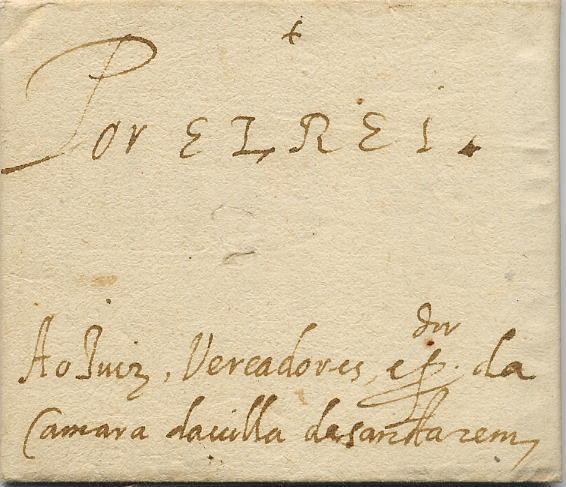 0451.jpg -     Lote:    451            Portugal       Descrição:      Correios-Mores.   Carta "Por el Rei", reinado de D. Henrique I (Cardeal-Rei), circulada de Lisboa (03.07.1579) para Santarém. Período do 3.º Correio-Mor (por morte do 3.º correio mor em Maio de 1577, o rei concede um alvará de "lembrança" à sua viúva. Em 07.09.1579 Manuel Gouveia obtém carta de nomeação como 4.º Correio-Mor). MB e MR.        Carta       Valor Base:     &euro; 400,00     Valor Venda:     &euro; 2200,00     
