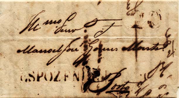 0485.jpg -     Lote:    485            Portugal       Descrição:      Espozende &mdash;   A sépia, GM EPS1 em carta datada de Esposende (04.08.45) para o Porto, com o porte de 20 reis batido a sépia. Pequenas falhas provocada pela erosão do papel pela tinta.         Carta       Valor Base:     &euro; 15,00     Valor Venda:     Retirado     