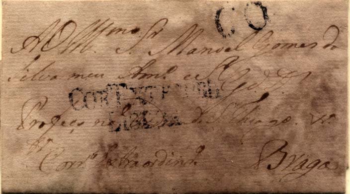 0508.jpg -     Lote:    508            Portugal       Descrição:      Lisboa / Cor.º Extraord &mdash;   A preto, GM LSB1 em carta datada de Lisboa (18.11.1800) para Braga, com o porte de 60 reis batido a preto. Carta mal conservada.        Carta       Valor Base:     &euro; 20,00     Valor Venda:     &euro; 24,00     