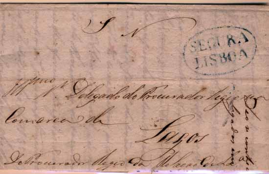 0516.jpg -     Lote:    516            Portugal       Descrição:      Lisboa / Segura.   A azul, GM LSB-S3 em carta datada de Lisboa (23.09.37) para Lagos, isenta de porte.         Carta       Valor Base:     &euro; 15,00     Valor Venda:     Retirado     