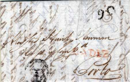 0519.jpg -     Lote:    519            Portugal       Descrição:      Lisboa / E(spanha) &mdash;   A preto, GM LSB1, em carta datada de Cadiz (marca batida a vermelho) de 14.09.1811 para Lisboa, com o porte de 90 reis batido a preto.        Carta       Valor Base:     &euro; 25,00     Valor Venda:     Retirado     