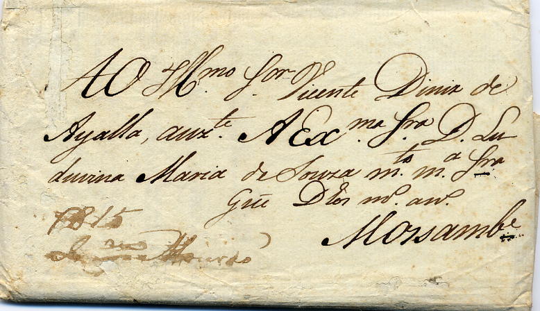 0576.jpg -     Lote:    576            Moçambique       Descrição:      Moçambique.   Duas cartas datadas de Lisboa * 2.ª vias (18.03.1814 e 22.03.1814) remetidas para Moçambique. Muito rara circulação de Portugal para Moçambique. MB e MR        Carta       Valor Base:     &euro; 500,00     Valor Venda:     &euro; 3800,00     