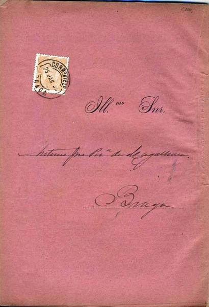 0588.jpg -     Lote:    588            Portugal       Descrição:         1892/93 &mdash; D. Carlos I, tipo Diogo Neto. CE68, 5 reis amarelo laranja, denteado 11 &frac12;, papel porcelana, em relatório e contas do Banco do Minho circulado em Braga (25.01.95).        Livro       Valor Base:     &euro; 10,00     Valor Venda:     &euro; 10,00     