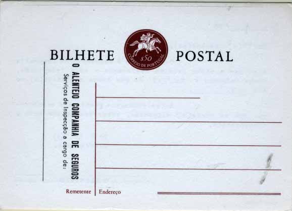 0732.jpg -     Lote:    732            Portugal       Descrição:         1957 &mdash; Postilhão com taxa dentro do círculo. OM138, $50 castanho-lilás escuro. Inteiro novo, repicado por: "O ALENTEJO COMPANHIA DE SEGUROS / SERVIÇO DE INSPECÇÃO A CARGO DE:" &mdash; Mod. 70/356.        IN       Valor Base:     &euro; 8,00     Valor Venda:     Retirado     