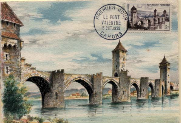 0816.jpg -     Lote:    816                   Descrição:      França.   1955 -  Paisagens e Monumentos. Lote de 7 postais máximos (Le Pont Valentré, Uzerche, Les Remparts de Brouege, Nice, Bordeaux, Marseille e Moulins &mdash; Le Javquemart), todos obliterados com carimbo de 1.º dia de circulação (28.05.1955). Lote muito interessante.        PM       Valor Base:     &euro; 50,00     Valor Venda:     Retirado     