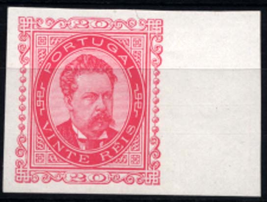 1011.jpg -     Lote:    1011            Portugal       Descrição:         1884/87 &mdash; D. Luís I, de frente. Novos valores. CE62, 20 reis. Prova não denteada em carmim, bordo de folha. Valor de catálogo &euro; 184,00.        PRV       Valor Base:     &euro; 25,00     Valor Venda:     &euro; 30,00     